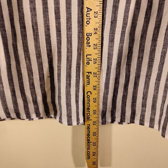 Vineyard Vines shirt mens L Large blue white stripe 100% linen long sleeve - Picture 4 of 8